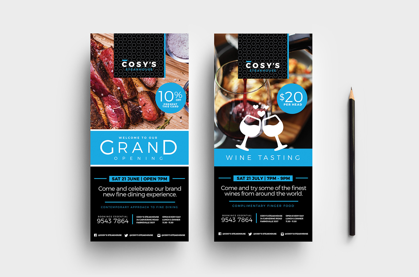 Restaurant DL Card Template, a Card Template by BrandPacks
