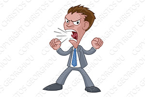 Angry Boss Office Worker In Suit, a Person Illustration by Christos Georghiou