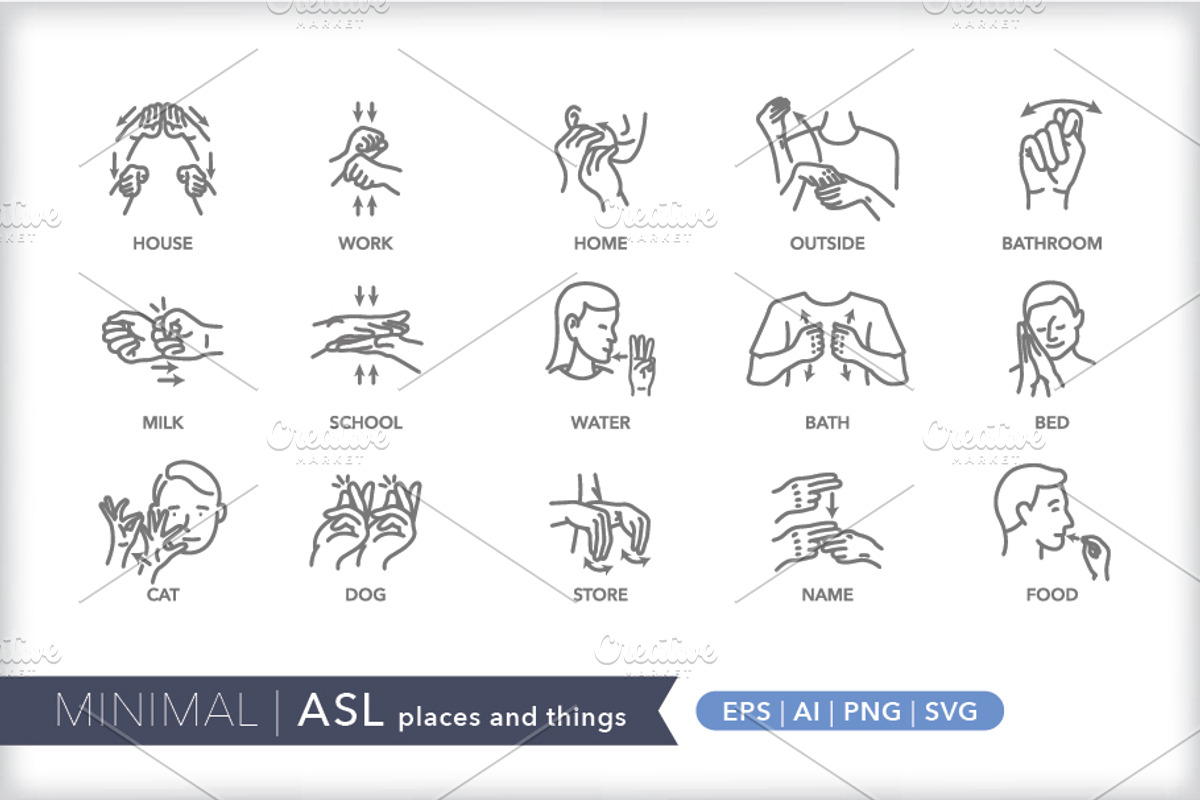 Minimal American Sign Language (ASL), an Outline Icon by Picture Window (Photo 8 of 26)