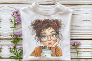 Whimsical Summer Coffee Girl Clipart, an Illustration by OK Design (Thumbnail 4 of 6)