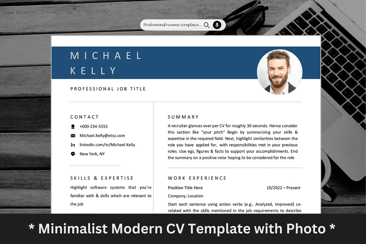 Resume/CV modern format with photo, a Resume Template by The Career Lab (Photo 1 of 10)