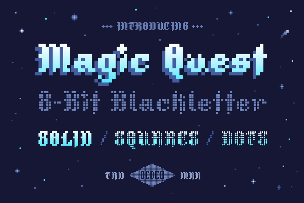 Magic Quest - 8-Bit Blackletter, a Blackletter Font by OPENCITYDESIGNCO (Photo 1 of 5)