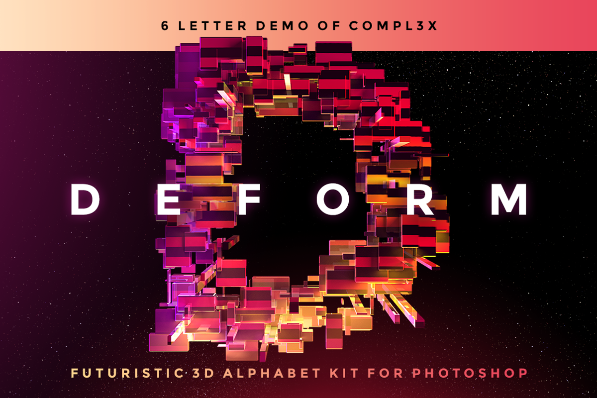 DEFORM - Futuristic 3D Alphabet Kit, an Object Graphic by INSgraphizm (Photo 1 of 4)