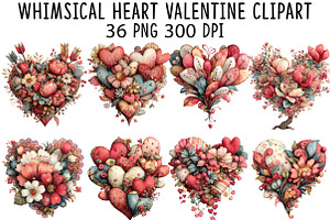 Whimsical Heart Valentine Clipart, an Illustration by CraftArtStudio