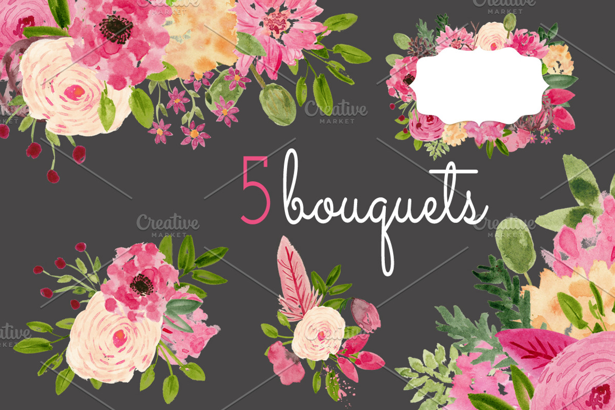 Watercolor Flower Clip Art - Flirty, an Illustration by Prettiful Designs (Photo 5 of 5)