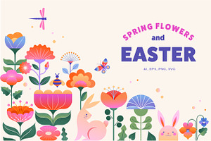 Spring Flowers & Easter Illustration, a Graphic by Marish