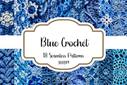 Blue Crochet Seamless Patterns, a Pattern Graphic by PrintablesByFranklyn (Thumbnail 1 of 4)