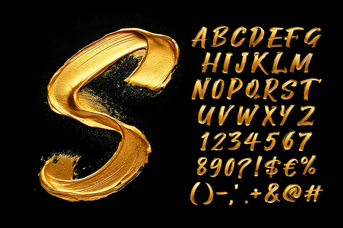 Gold Paint Stroke Font, a Handwritten Font by Handmadefont (Photo 2 of 10)