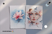 Two A4 Deckled Edge Paper Mockup, a Product Mockup by Custom Scene (Thumbnail 6 of 10)