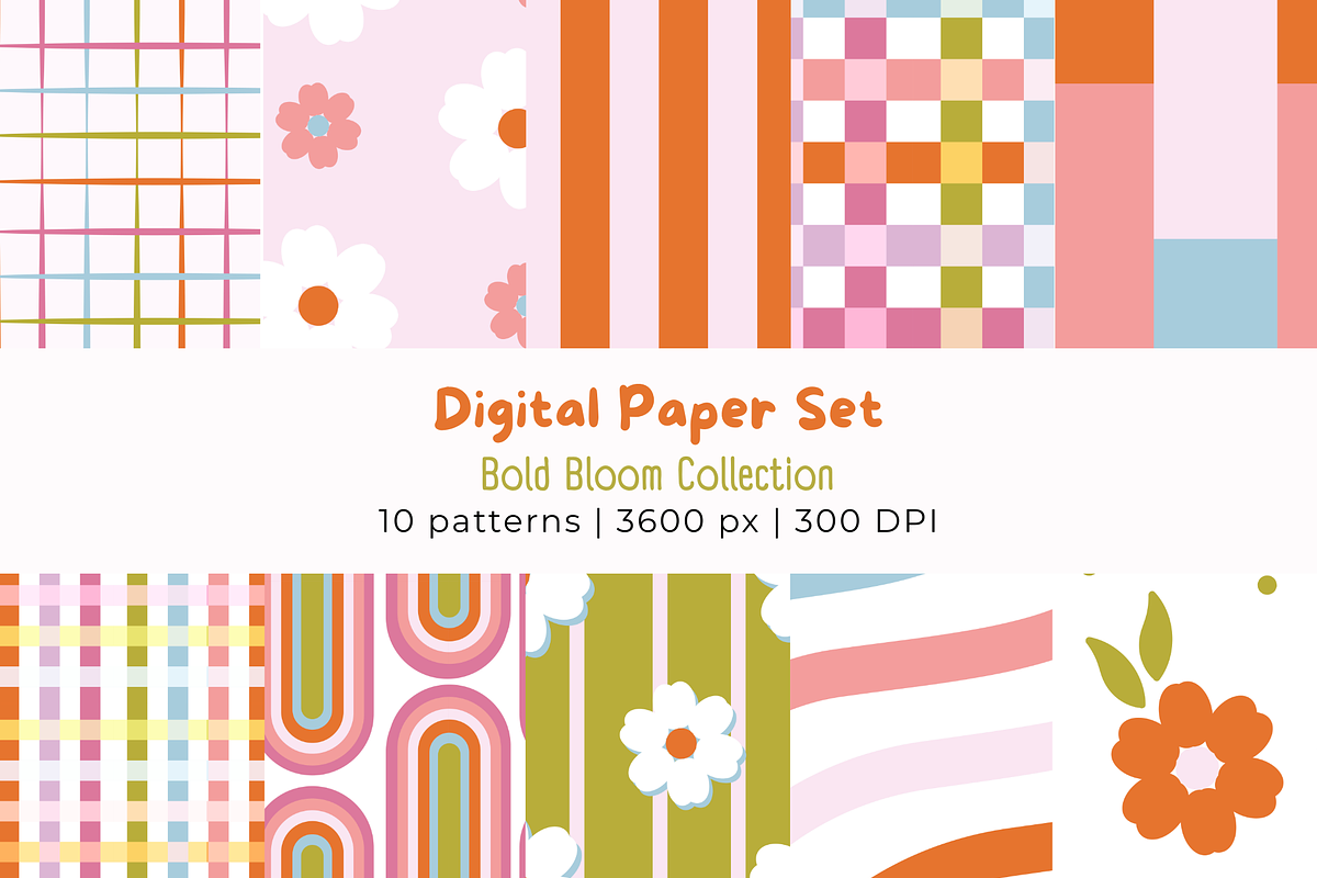 Bold Bloom – 10 Digital Papers, a Pattern Graphic by crea.tivity (Photo 1 of 5)