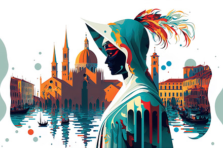 Festive Scene of Venice Carnival