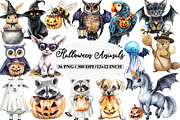 Watercolor Halloween Animals Clipart, an Illustration by Daily.Designs (Thumbnail 1 of 5)