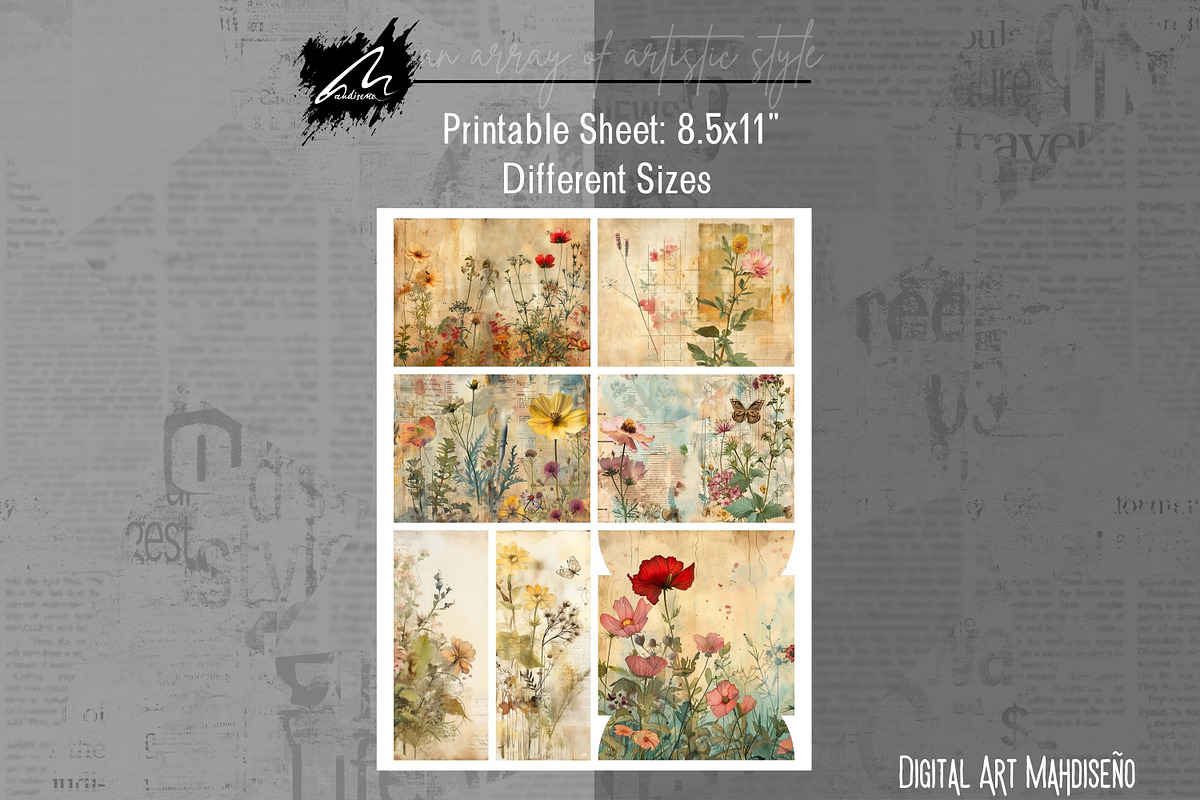 Mini Botanical Junk journal Kit, a Decorative Illustration by Digital Art Mahdiseño (Photo 3 of 11)