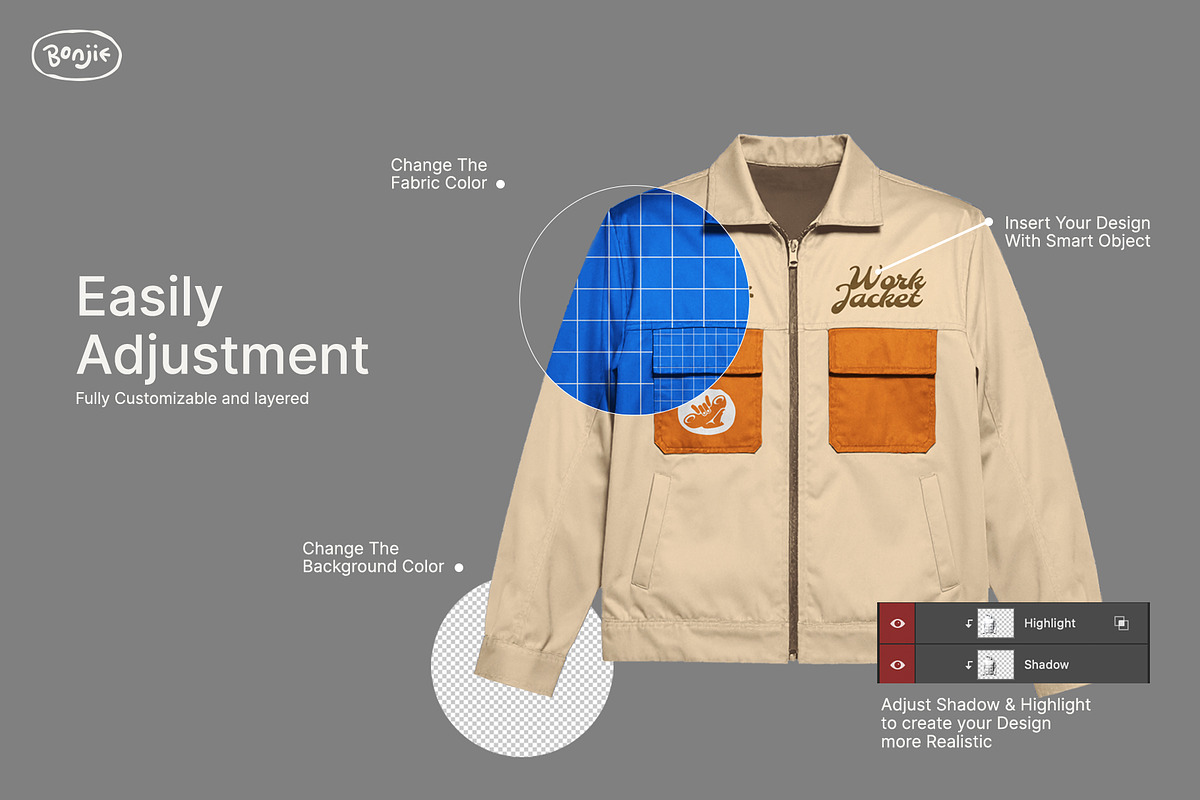 Work Jacket Mockup, a Hoody Mockup by Pipello Grafik (Photo 2 of 3)