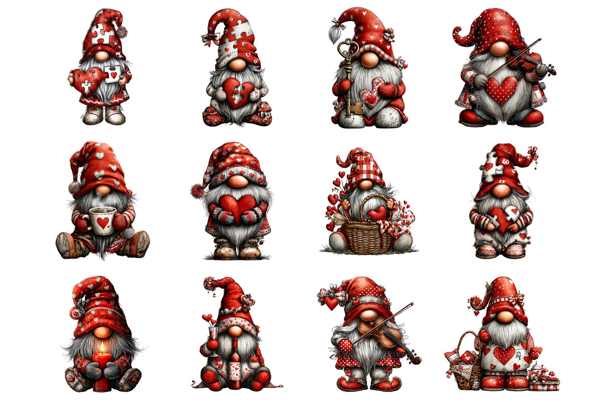 Whimsical Valentine Gnome Clipart, a Graphic by CitraGraphics (Photo 3 of 4)