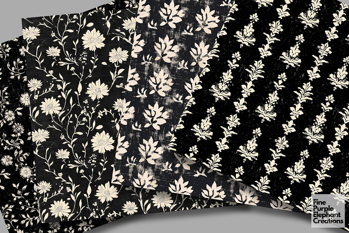 Black Distressed Cottagecore Shabby, a Pattern Graphic by Fine Purple Elephant (Photo 2 of 5)
