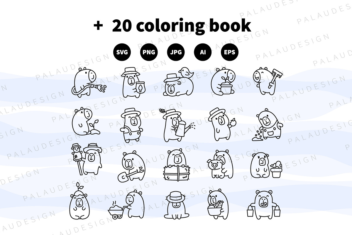 Kawaii Capybara Loves the Farm, an Animal Illustration by Palau (Photo 11 of 12)