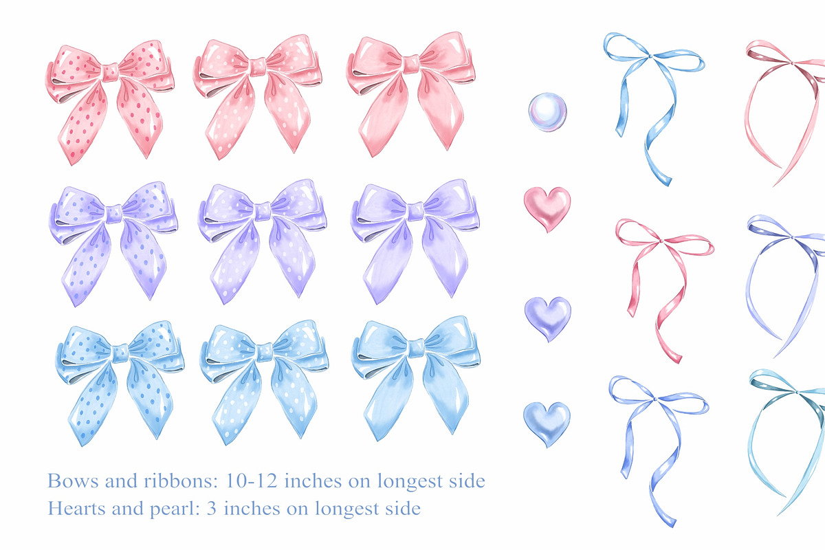 Watercolor bows PNG clipart, an Object Illustration by Alena Kurian (Photo 2 of 3)