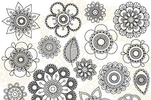 Doodle Mandala Flowers PS Brushes