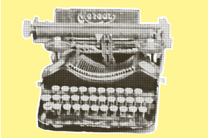 Retro typewriter. Vintage machine, an Illustration by Zimages