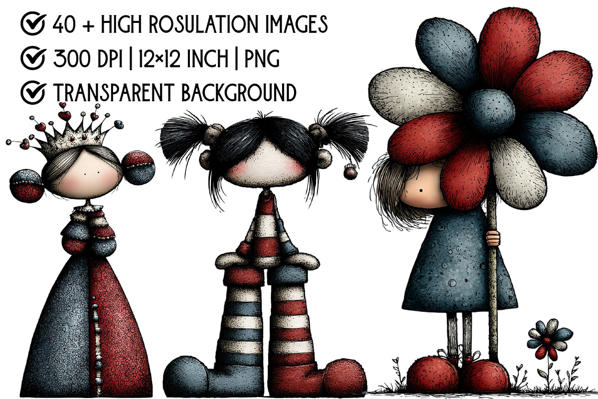 Whimsical Girl Clipart, an Illustration by Pixels.Craft (Photo 4 of 6)