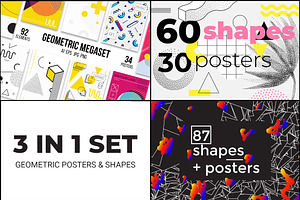 3 In 1 Geometric Posters, Shapes SET