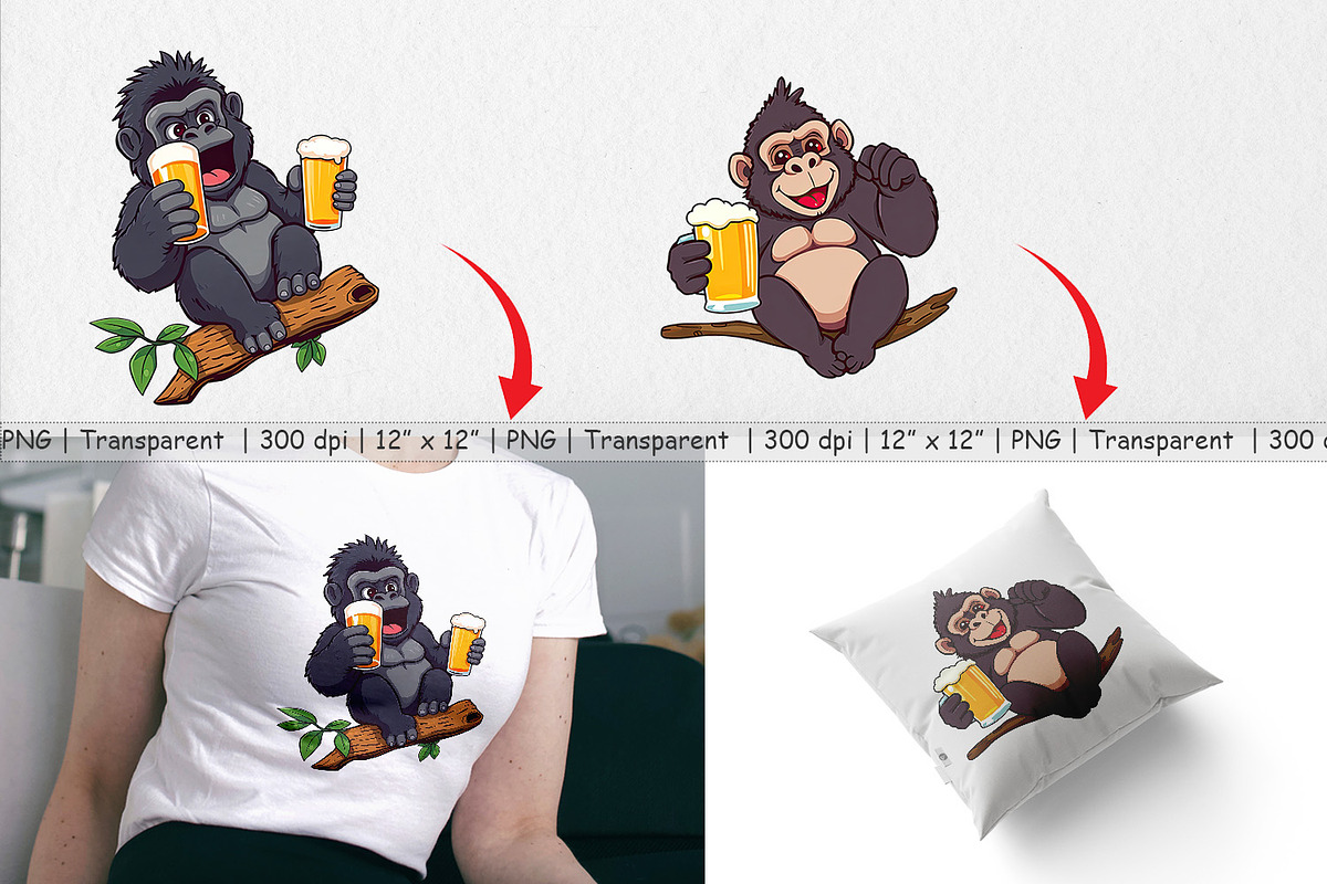 Gorilla Beer Day Clipart, a Graphic by Artnoy (Photo 3 of 5)