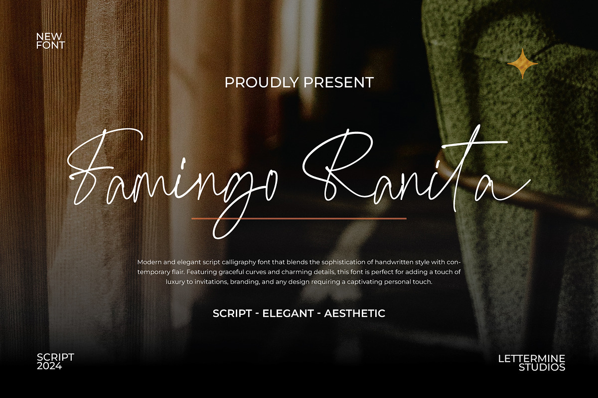 Famingo Ranita - Elegant Script, a Script Font by Lettermine (Photo 1 of 10)