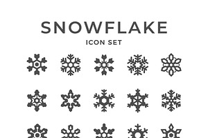 Set icons of snowflake, a Solid Icon by motorama