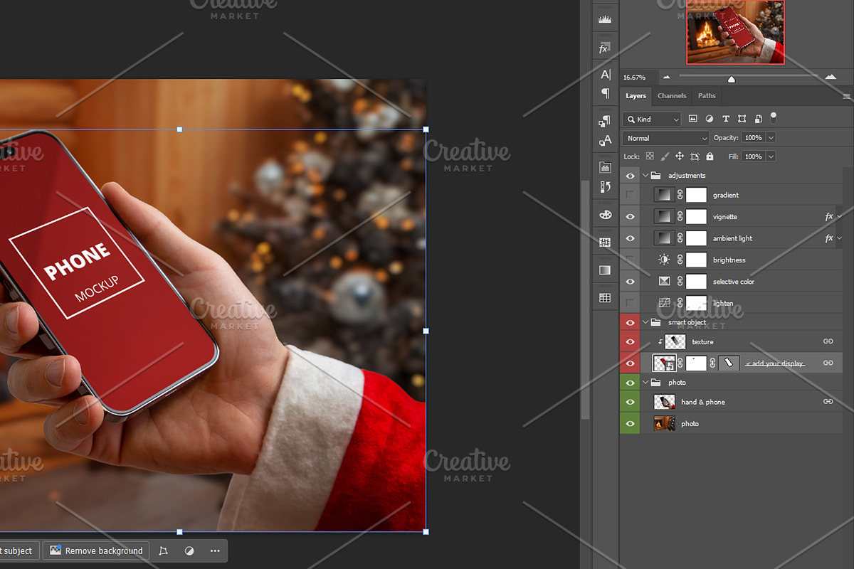 iPhone Santa Fireplace Mockup, an iPhone Mockup by RSplaneta (Photo 2 of 2)