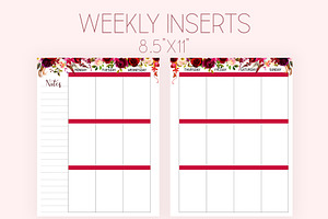 Weekly Planner Inserts 8.5x11 Boho