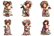 Whimsical Girl Hugging Cow Clipart, an Illustration by CraftArtStudio (Thumbnail 4 of 6)