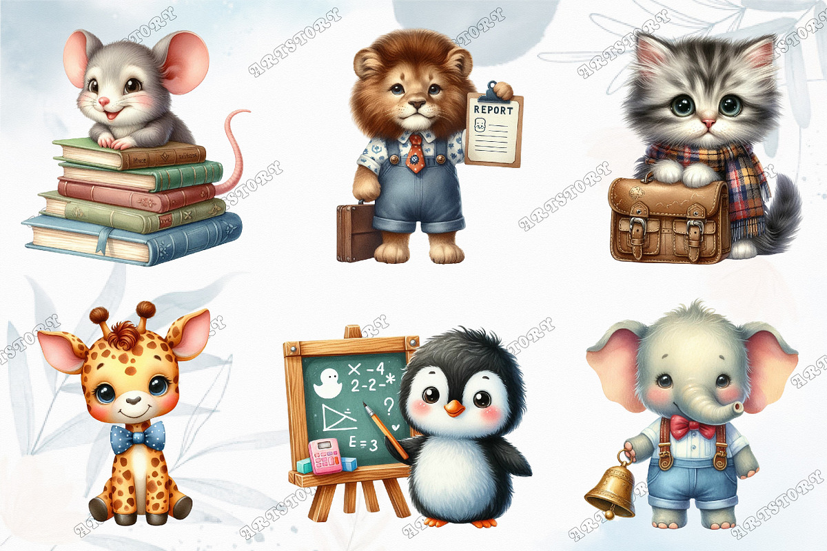 Back to School Animal Clipart, a Graphic by designcity5 (Photo 3 of 5)