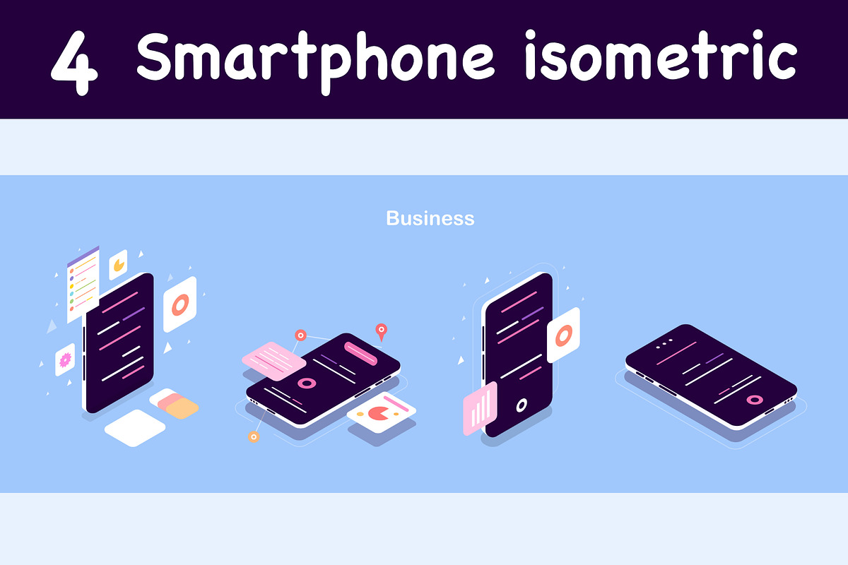 smartphone isometric vector set, an Object Illustration by foxndeer (Photo 1 of 4)