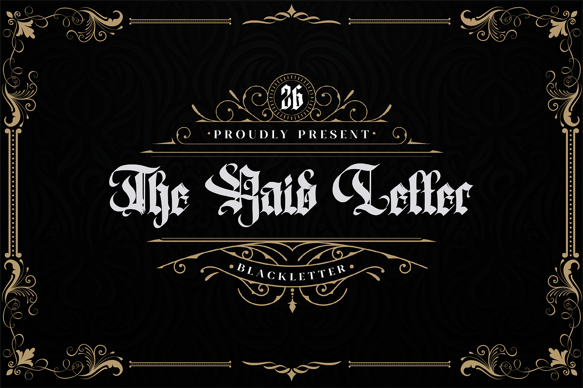 The Raid Letter - Blackletter, a Blackletter Font by Meizzaluna Design (Photo 1 of 10)