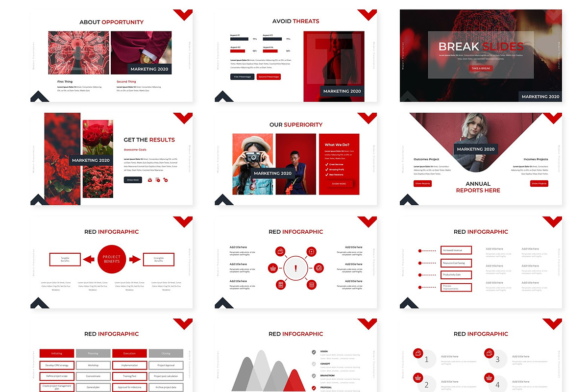 Redproject - Powerpoint Template, a Presentation Template by AQR Studio