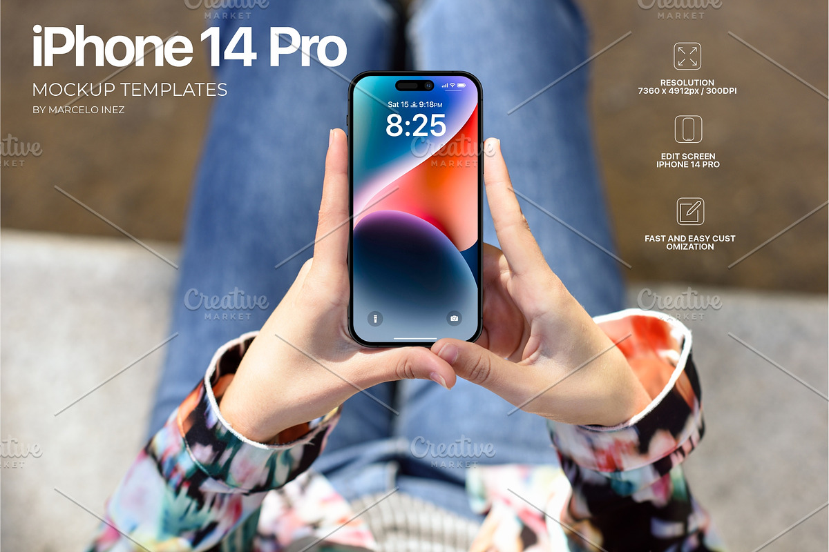 iPhone 14 Pro in Hand Mockup, an iPhone Mockup by Marcelo Inez