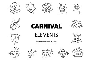 20 Carnival and holiday icons set, an Outline Icon by oxy_gen