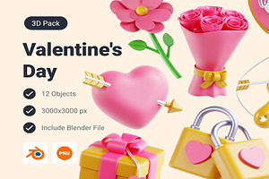 Valentine's Day 3D Icons Pack, an Illustration by Lumina_ui_ux202