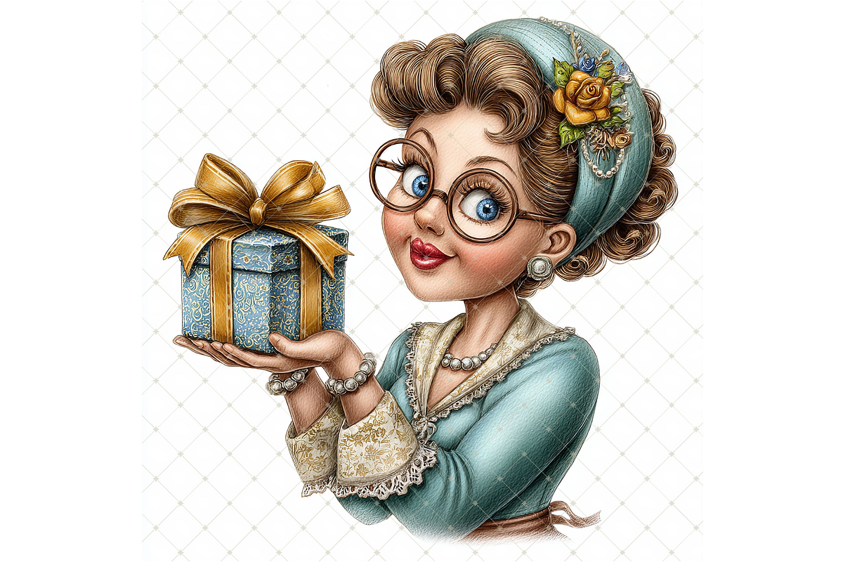 Woman With a Gift Clipart JPG, a Person Illustration by Memories By Lea (Photo 19 of 20)