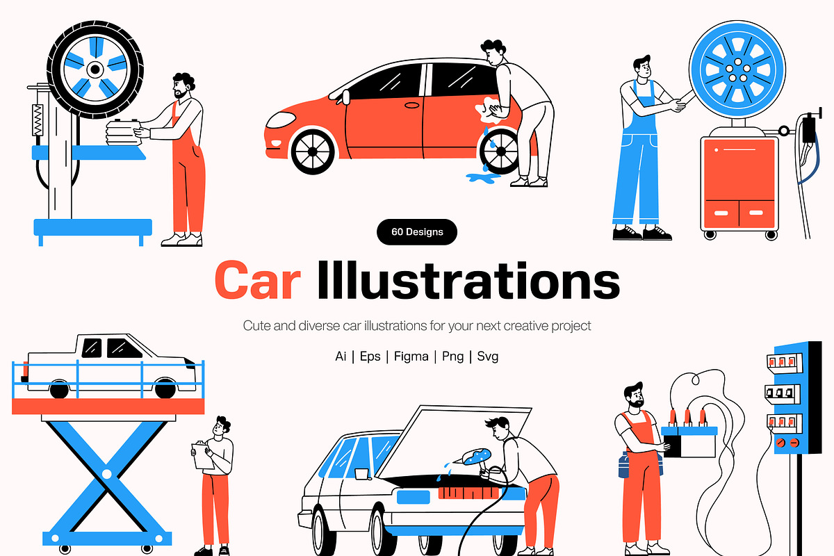 Car Illustration Art Set, an Object Illustration by Vectors Market (Photo 1 of 9)