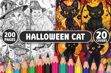 200 Halloween Cat Coloring Pages