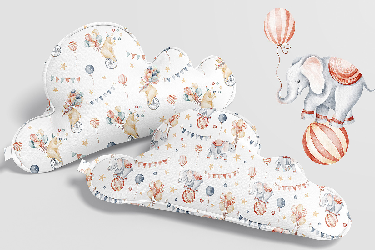 Cute Circus Watercolor Clipart Set, an Animal Illustration by LenArt (Photo 14 of 18)