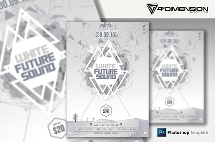 White Future Sound Flyer Template