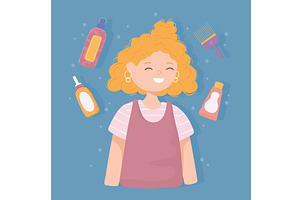 girls with hairdressing supplies, a Person Illustration by studiogstock