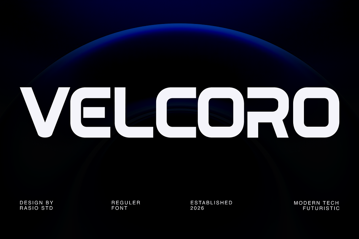 Velcoro Modern Tech Futuristic Font, a Sans Serif Font by Rasio Studio (Photo 1 of 9)