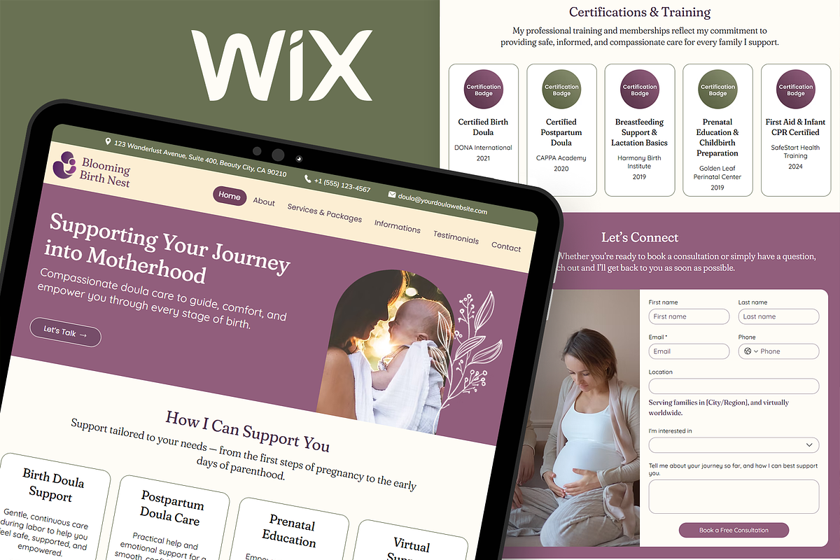 Birth Doula Wix Studio Website