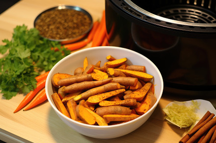 Bowl with chopped sweet potato, carr, a Photo by Iftikhar Alam