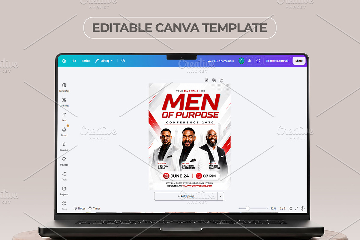 Mens Conference Flyer Template, a Social Media Template by Artonix (Photo 2 of 3)