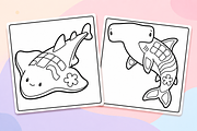 Ocean Life Coloring Pages #2, an Animal Illustration by Inkivelle Studio (Thumbnail 2 of 3)